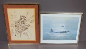 Limited Edition Print of Raccoon and Print of Soviet Submarine