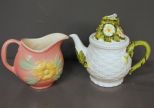 Lefton Covered Teapot and a USA Pottery Pitcher