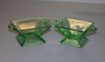 Heissey Glass Green Sugar and Creamer