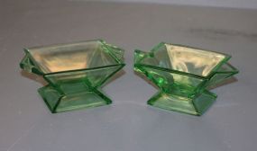 Heissey Glass Green Sugar and Creamer