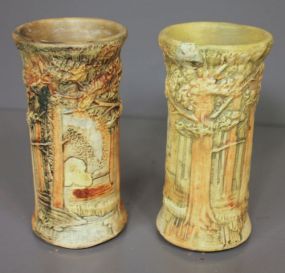 Pair of Weller Round Vases, 