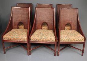 Set of Six Contemporary Weave Cane Side Chairs