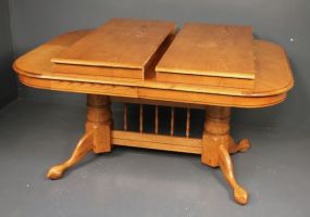 Oval Oak Dining Table with Paw Feet