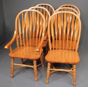 Set of Six Oak Arrow Back Chairs