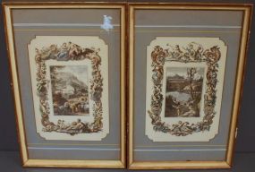 Pair of Hand Colored Prints of English Countryside