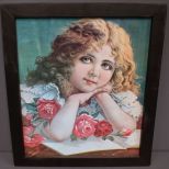Reproduction Print of Young Girl with Roses