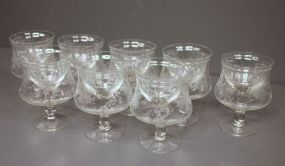 Set of Eight 20th Century Etched Shrimp Ice Cups