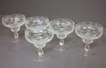 Set of Five 20th Century Etched Sherbet Glasses