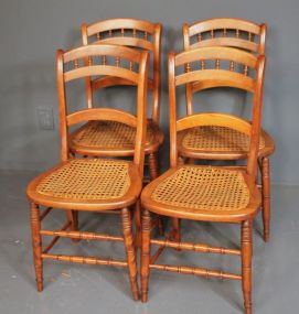 Set of Four Cane Seat Side Chairs