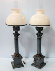 Pair of Painted Metal Lamps