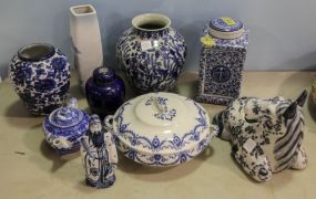 Group of Blue and White Porcelain Jars, Vases, Figurines & Tureen