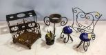 Easel, Candlesticks & Metal Vase Holder