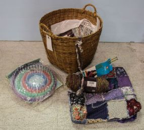 Basket with Knitting Items