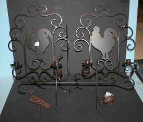 Iron Rooster Sconces, Bettle Bug, Grasshopper, and 2 Stands Iron Rooster Sconces 18