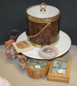 Porcelain Cake Stand Plastic Bucket, Vases, Cards, Coasters, and Pitcher Porcelain Cake Stand Plastic Bucket, 3 