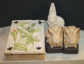 Resin Rabbit, Resin Rabbit Bookends, and Flower Press Resin Rabbit, Resin Rabbit Bookends, and Flower Press.