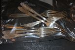 9 Silverplate Forks Eight matching