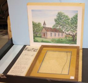 Frames and Unframed Limited Edition Print of LBJ Schoolhouse signed CG. Moorehead 1973', 19