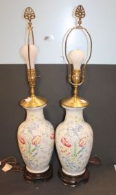 Pair of Porcelain Handpainted Lamps 32