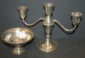 Sterling Weighted Candlestick and Sterling Dish Sterling Weighted Candlestick 9