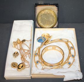 Vintage Jewelry Includes whiting and Davis Compact.
