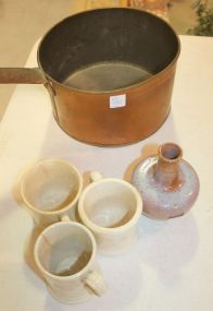Copper Pot, Vase, and Mugs.