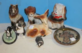 Three Ceramic Dogs, Ceramic Deer, Resin Dogs Ceramic Dish Three Ceramic Dogs, Ceramic Deer, Resin Dogs Ceramic Dish