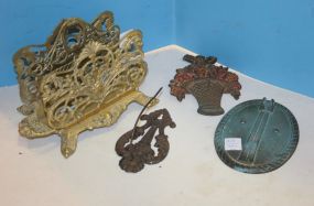 Brass Letter Holder, Basket Door Knocker, Vintage Hook Brass Letter Holder, Basket Door Knocker, Vintage Hook