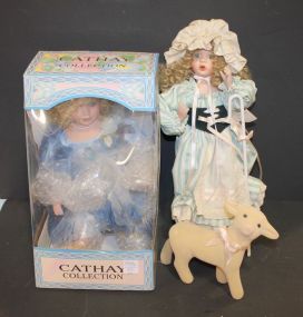 Two Cathy Collection Porcelain Dolls. One Little Bo-Peep. 14