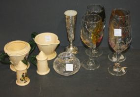4 Glasses, Salt/Pepper Shakers, Creamer, Sugar Vases 4 Glasses, Salt/Pepper Shakers, Creamer, Sugar Vases