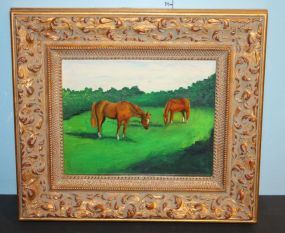 Oil on Board of Horses By Coldwater Mississippi Artist L. AnneCollum 16