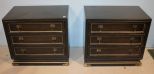 Pair of Martinsville Three Drawer Stands Pair of black lacquer three drawer stands made by Martinsville, 26