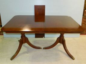 Duncan Phyfe Style Dining Table Mahogany Duncan Phyfe dining table with one leaf and pads, 40