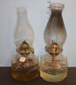 Two Glass Oil Lamps Oil Lamps