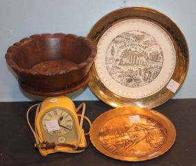 22 K Rim Virginia Plate, Bronze Plate, Wood Compote, and GE Clock 22 K Rim Virginia Plate, Bronze Plate 7