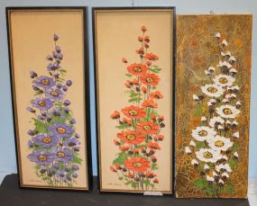 Three Oil Paintings of Flowers Two Framed 8