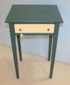 Green Tall Leg Stand single yellow drawer, 18