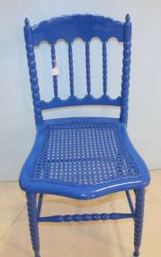 Blue Spindle Back Cane Seat Chair 33