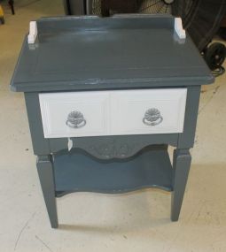 Gray with White Trim One Drawer Nightstand 22