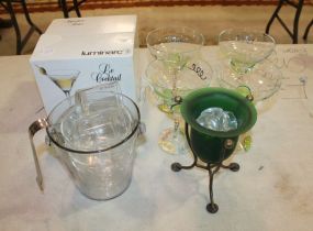 Ice Bucket, Champagne Glasses and Vase in Stand Ice Bucket, Champagne Glasses and Vase in Stand