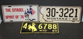 3 Vintage Licenses Plates Montana, Wyoming