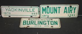 North Carolina Municipality Plates & Military North Carolina Municipality Plates & Military, Yadkinville, Burlington. 12