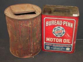 2 Canisters Bureau-Penn Motor Oil and Sweet Leaf Tobacco.