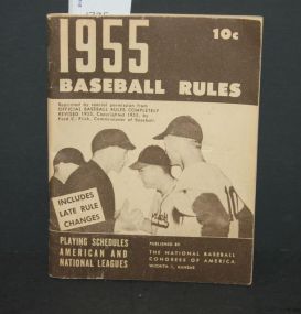 1955 Baseball Rule Book 1955 Baseball Rule Book