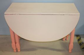 Drop-leaf Table with Spooled Gate legs white and pink 29