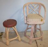 White Rattan Bar Stool and Stool 24