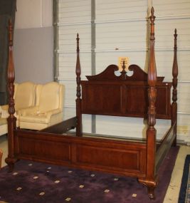King Size Mahogany Carved Post Bed 107