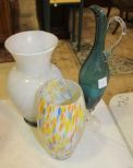 Two Art Glass Vases and Art Glass Ewer Two Art Glass Vases 9