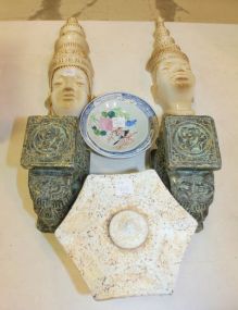 Ceramic Pagode, Two Elephants, Several Dishes, Pair of Head Wall Sconces Ceramic Pagode, Two Elephants 8