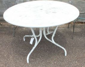 Metal Patio Table top at one time had tile on it., 42